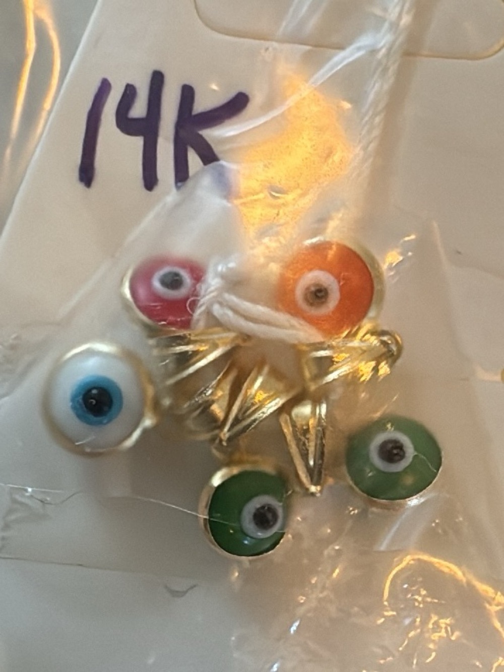 14k real gold evil eye many colors 125each!Only have white one left